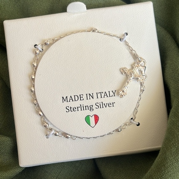 Brand New Sterling Silver Cross Bracelet Religious Christian Jesus Made in Italy - Picture 9 of 14